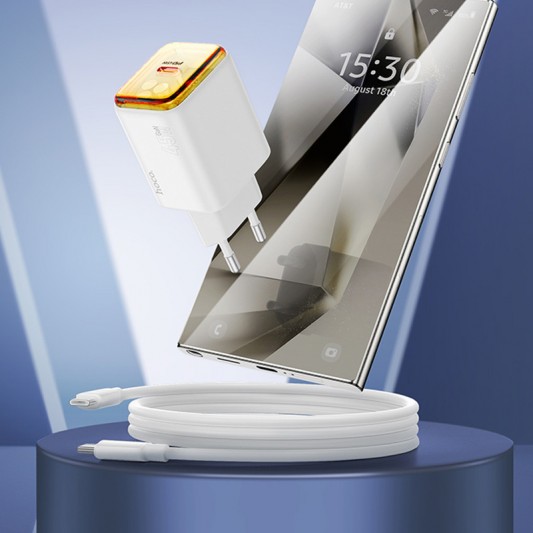 МЗП Hoco N54 Monsoon PD45W (1USB-C) + кабель Type-C to Type-C White - зображення 2 