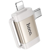Переходник Hoco UA31F OTG 2in1 Lightning male/Type-C male to USB female, Gray