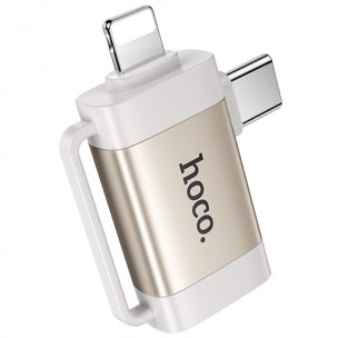 Переходник Hoco UA31F OTG 2in1 Lightning male/Type-C male to USB female, Gray Переходник Hoco UA31F OTG 2in1 Lightning male/Type-C male to USB female, Gray