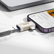 Перехідник Hoco UA31F OTG 2in1 Lightning male/Type-C male to USB female, Gray