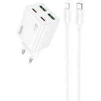 Блок питания Hoco N55 Fundador PD20W four-port (2USB-A/2C) + кабель Type-C to Lightning White