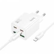 Зарядний пристрій Hoco N55 Fundador PD20W four-port (2USB-A/2C) + Type-C to Lightning, White