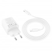 Зарядний пристрій Hoco N55 Fundador PD20W four-port (2USB-A/2C) + Type-C to Lightning, White