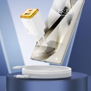 Зарядное устройство Hoco N53 Monsoon PD30W+QC3.0 (1USB-A/1C) + Type-C to Type-C, White