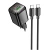 Зарядний пристрій Hoco N53 Monsoon PD30W+QC3.0 (1USB-A/1C) + Type-C to Type-C, Black
