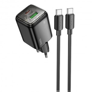 Блок живлення Hoco N53 Monsoon PD30W+QC3.0 (1USB-A/1C) + кабель Type-C to Type-C Black