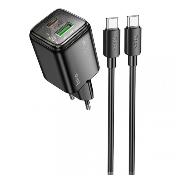 СЗУ Hoco N53 Monsoon PD30W+QC3.0 (1USB-A/1C) + кабель Type-C to Type-C Black