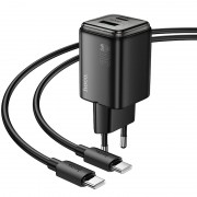 Зарядний пристрій Hoco N53 Monsoon PD30W+QC3.0 (1USB-A/1C) + Type-C to Type-C, Black