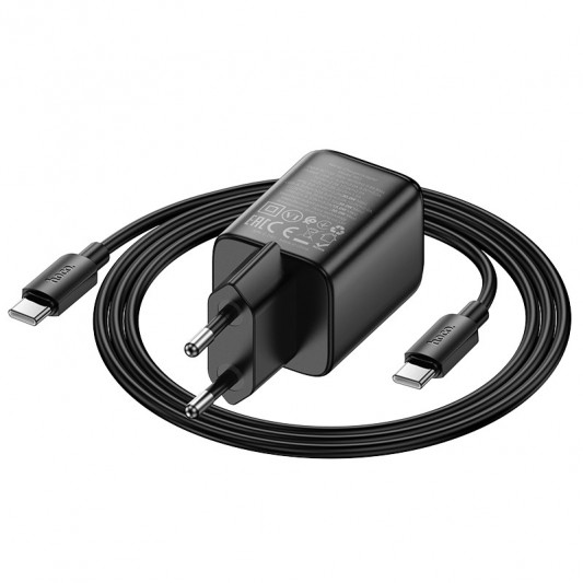 МЗП Hoco N53 Monsoon PD30W+QC3.0 (1USB-A/1C) + кабель Type-C to Type-C Black - зображення 2 