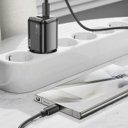 Зарядний пристрій Hoco N53 Monsoon PD30W+QC3.0 (1USB-A/1C) + Type-C to Type-C, Black