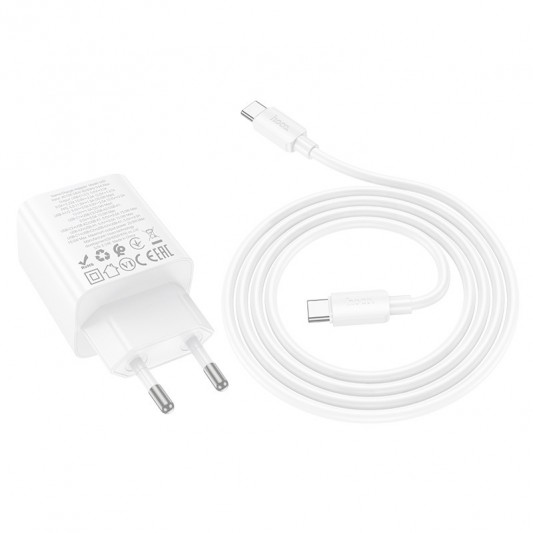 МЗП Hoco N55 Fundador PD20W four-port (2USB-A/2C) + кабель Type-C to Type-C White - зображення 2 