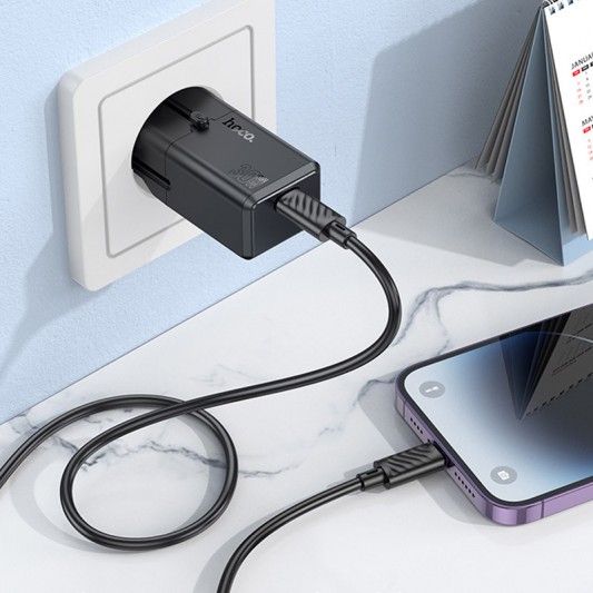 МЗП Hoco AC25 Mini PD30W (1USB-C) universal travel charger Black - зображення 7 