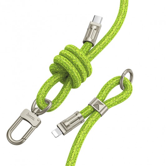 Дата кабель-шнурок Hoco GH7 Elegant Type-C to Lightning (1.8m) Fluorescent Green - изображение 1