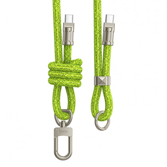 Кабель юсб-шнурок Hoco GH7 Elegant Type-C to Type-C (1.8m), Fluorescent Green