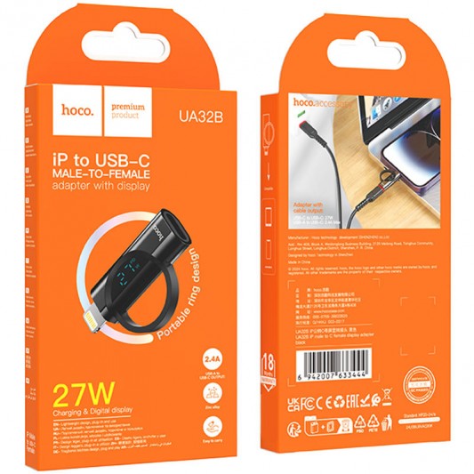 Перехідник Hoco UA32B Lightning male to Type-C female display adapter Black - зображення 5 