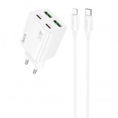 МЗП Hoco N56 Fundador PD30W four-port (2USB-A/2C) + кабель Type-C to Lightning White МЗП Hoco N56 Fundador PD30W four-port (2USB-A/2C) + кабель Type-C to Lightning White