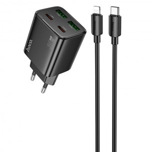 Блок питания Hoco N56 Fundador PD30W four-port (2USB-A/2C) + кабель Type-C to Lightning Black