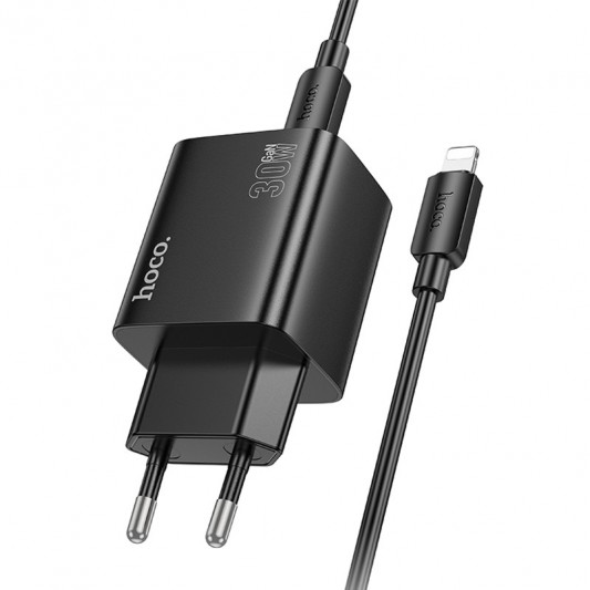 МЗП Hoco N56 Fundador PD30W four-port (2USB-A/2C) + кабель Type-C to Lightning Black - зображення 2 