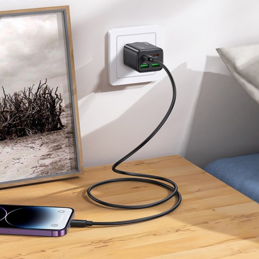 МЗП Hoco N56 Fundador PD30W four-port (2USB-A/2C) + кабель Type-C to Lightning Black - зображення 4 