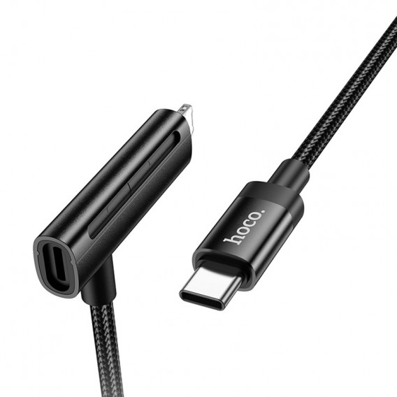 Кабель юсб Hoco U135 Incredible 2in1 Type-C to Lightning/Type-C (1m), Black