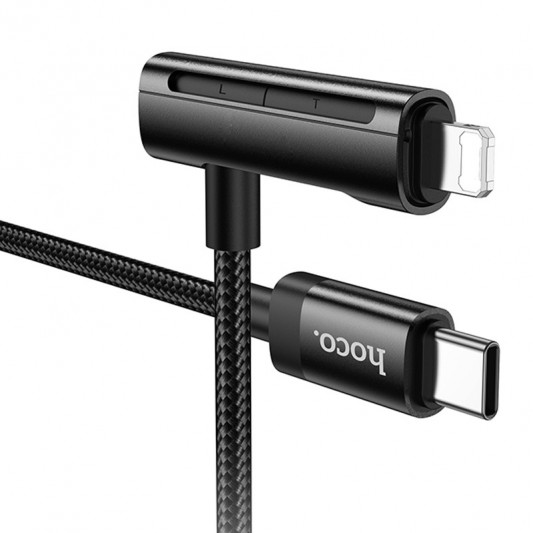 Дата кабель Hoco U135 Incredible 2in1 Type-C to Lightning/Type-C (1m) Black - зображення 3 