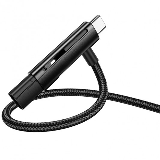 Дата кабель Hoco U135 Incredible 2in1 Type-C to Lightning/Type-C (1m) Black - зображення 4 