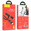 USB кабель Hoco U135 Incredible 2in1 Type-C to Lightning/Type-C (1m), Black