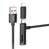 Кабель юсб Hoco U135 Incredible 2in1 USB to Lightning/Type-C (1m), Black
