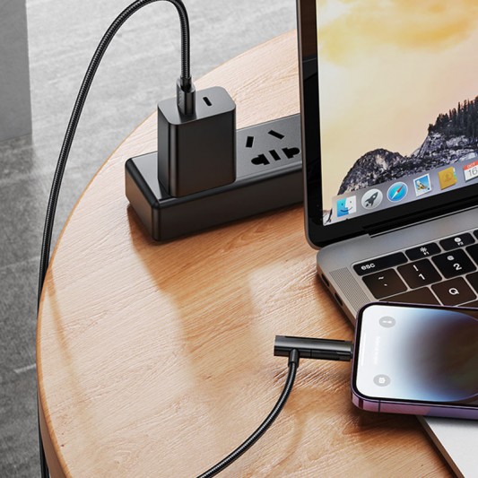 Дата кабель Hoco U135 Incredible 2in1 USB to Lightning/Type-C (1m) Black - изображение 7