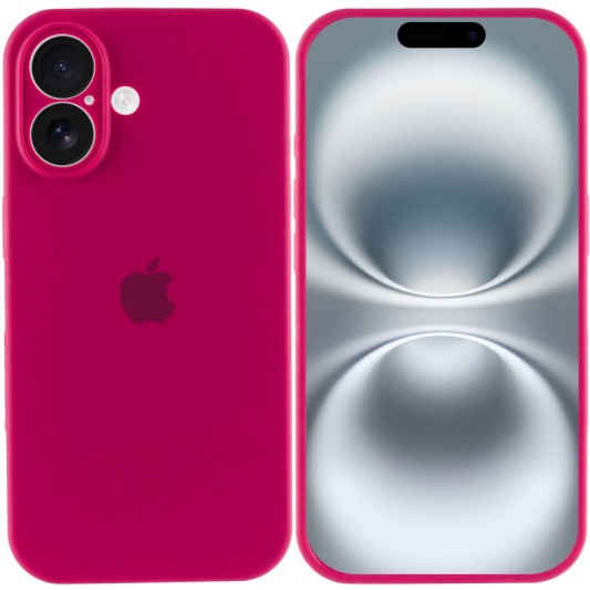 Чехол Silicone Case Full Camera Protective (AA) для Apple iPhone 16 Plus (6.7") Красный / Rose Red - изображение 1