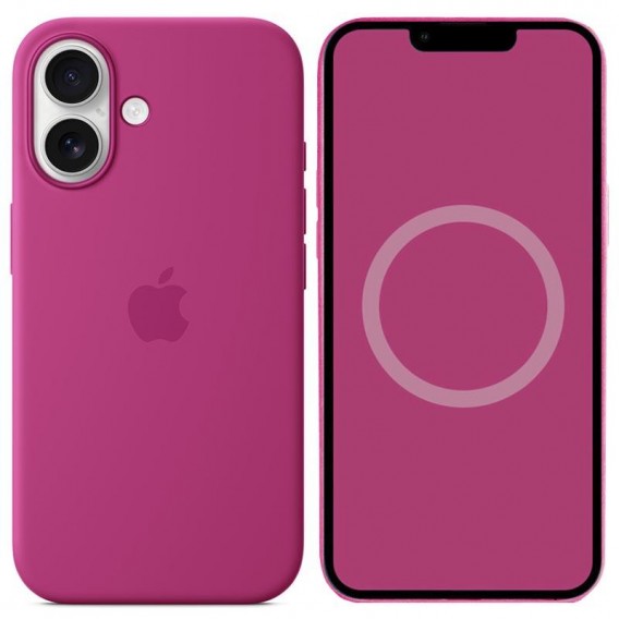Чохол Silicone case (AAA) full with Magsafe and Animation для Apple iPhone 16 (6.1"), Fuchsia