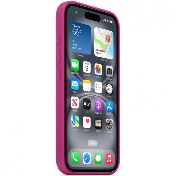 Чохол Silicone case (AAA) full with Magsafe and Animation для Apple iPhone 16 (6.1"), Fuchsia