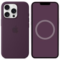 Чохол Silicone case (AAA) with Magsafe and Animation для Apple iPhone 16 Pro (6.3") Plum