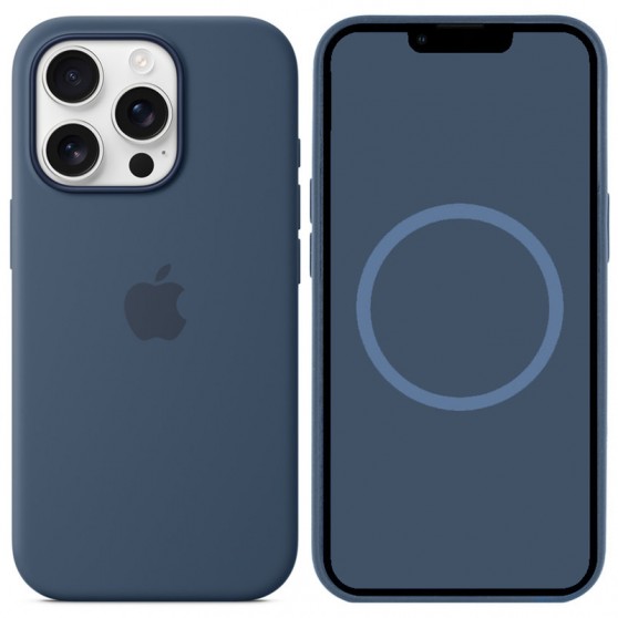 Чохол Silicone case (AAA) with Magsafe and Animation для Apple iPhone 16 Pro (6.3") Denim