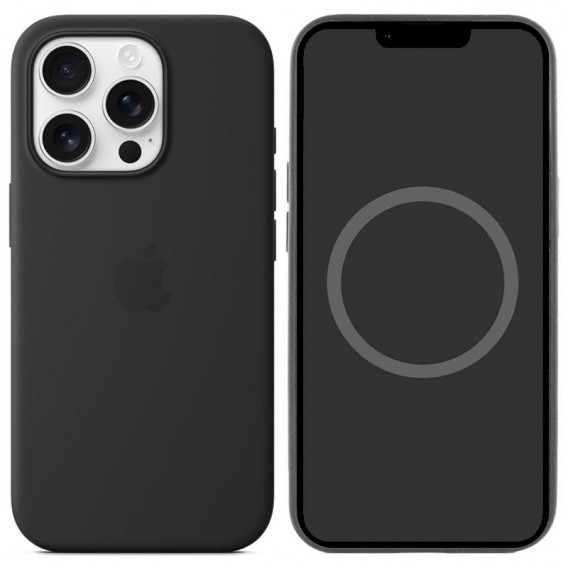 Чехол Silicone case (AAA) full with Magsafe and Animation для Apple iPhone 16 Pro (6.3"), Black
