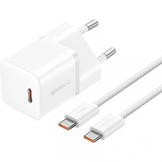 СЗУ Baseus GaN5 Fast Charger (mini) PD25W (1USB-C) + кабель Type-C to Type-C (P10110909113) Moon White