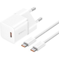 Блок питания Baseus GaN5 Fast Charger (mini) PD20W (1USB-C) + кабель Type-C to Type-C (P10110900113) Moon White