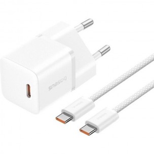 Блок живлення Baseus GaN5 Fast Charger (mini) PD20W (1USB-C) + кабель Type-C to Type-C (P10110900113) Moon White