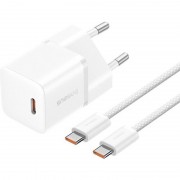 Зарядний пристрій Baseus GaN5 Fast Charger (mini) 1C 20W + Type-C to Type-C (P10110900113), Moon White