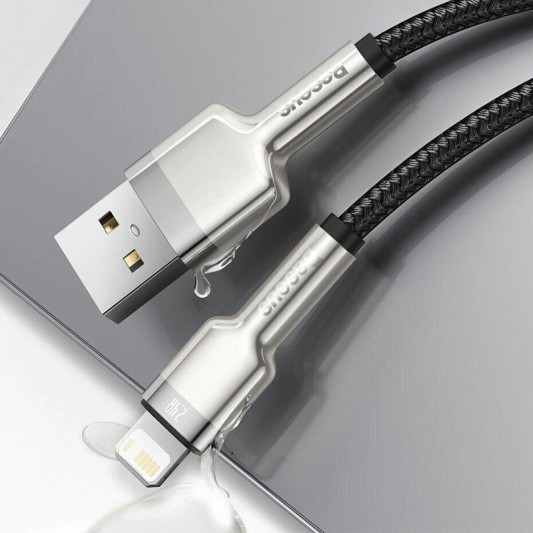 Дата кабель Baseus Cafule Series Metal USB to Lightning 2.4A (1m) (CALJK-A0) Black - изображение 1