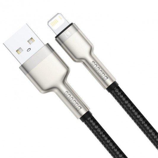 Дата кабель Baseus Cafule Series Metal USB to Lightning 2.4A (1m) (CALJK-A0) Black - изображение 3