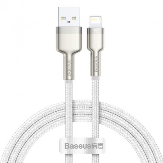 Дата кабель Baseus Cafule Series Metal USB to Lightning 2.4A (1m) (CALJK-A0) White