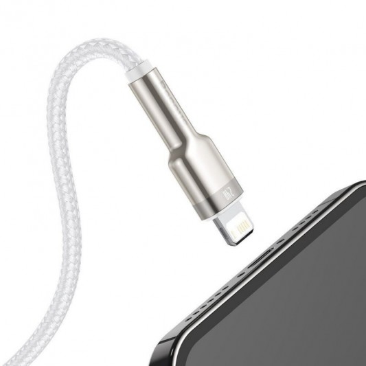 Дата кабель Baseus Cafule Series Metal USB to Lightning 2.4A (1m) (CALJK-A0) White - изображение 1