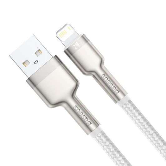 Дата кабель Baseus Cafule Series Metal USB to Lightning 2.4A (1m) (CALJK-A0) White - изображение 3