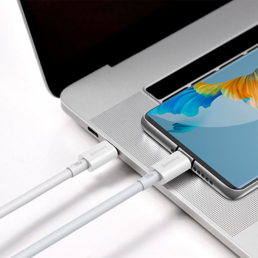Дата кабель Baseus Superior 2 Fast Charging Type-C to Type-C 100W (1m) (P10365200211-03) Moon White - зображення 4 