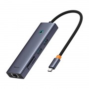 Переходник Baseus Hub UltraJoy 7-Port (Type-C to HDMI4K@60Hz+USB3.0*2+PD+SD/TF3.0+3.5mm) (B0005280), Slate Grey