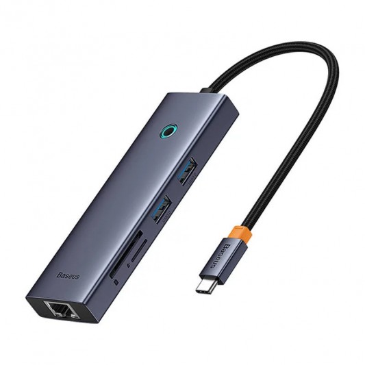 Переходник Baseus Hub UltraJoy 7-Port (Type-C to HDMI4K@60Hz+USB3.0*2+PD+SD/TF3.0+3.5mm) (B0005280), Slate Grey
