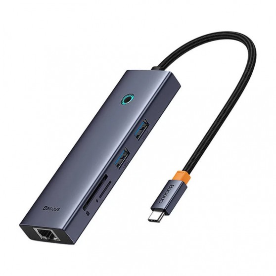 Переходник Baseus Hub UltraJoy 7-Port (Type-C to HDMI4K@60Hz+USB3.0*2+PD+SD/TF3.0+3.5mm) (B0005280), Slate Grey