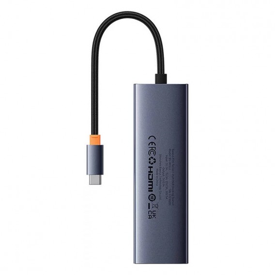 Перехідник Baseus Hub UltraJoy 7-Port (Type-C to HDMI4K@60Hz+USB3.0*2+PD+SD/TF3.0+3.5mm) (B0005280), Slate Grey
