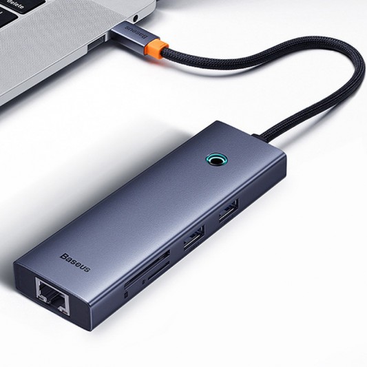 Переходник Baseus Hub UltraJoy 7-Port (Type-C to HDMI4K@60Hz+USB3.0*2+PD+SD/TF3.0+3.5mm) (B0005280), Slate Grey - изображение 5